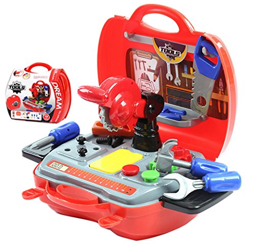 Preisvergleich Produktbild Happy Cherry Kinder Spielzeug Werkzeukasten Werkzeugset Reparatur-Set Kind Rollenspiele Werkzeugsortiment Im Klappkoffer Children's Learning Resources Pretend & Play Teaching Simulation Toolkit - Rot