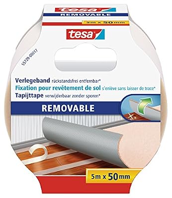 Tesa 55729-17 Fixer sols retrait sans trace, Blanc, 5 m x 50 mm