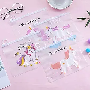 KIVYA Birthday Party Return Gifts for Kids in Bulk Fancy Unicorn Stationary Pouches for Pen / Pencil / Sharpener / Erasers Return Gift for Girls / Boys School Supplies , Multi Color - Pack of 24