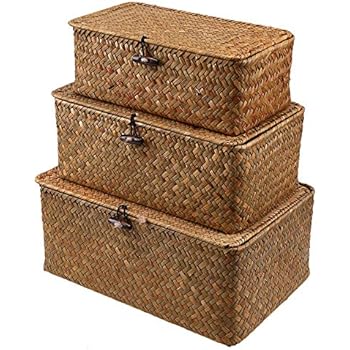 Wankd rechteckige Seagrass Ablagekorb, handgefertigte Stroh gewebt