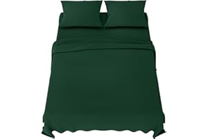 Zestaw pościeli Dreamzie 180x200 cm - 4 sztuki mikrofibry - Prześcieradło 180x200 cm - Płaskie prześcieradło 2 osoby 270x290 cm - 2 poszewki na poduszki 65x65 - Certyfikat Oeko Tex - Zielony