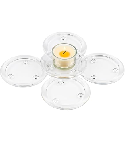 Plogis Lot De 2 Soucoupes Rondes En Bois D'acacia Pour Bougies Jusqu'à 10 Cm De Diamètre - Soucoupe Ronde En Bois Pour Bougies Piliers, Bougies De Baptême, Soucoupes, Bougeoirs En Bois