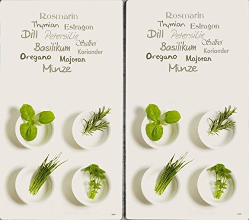 MQ 2 x Glas Herdabdeckplatte Herdabdeckung Schneidebrett Abdeckplatte Ceranfeld Design Kräuter