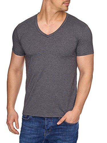Tazzio Herren V-Kragen V-Neck T-Shirt 17100-Anthrazit-L Tazzio Herren V-Kragen V-Neck T-Shirt 17100-Anthrazit-L