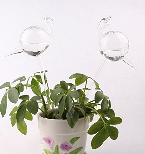 Dulinlan 2pcs Snail Shape Plant Self Watering for Small Plant Aqua Globes Bulbs Hand Blown Clear Glass Plant Automatic Watering