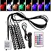 Produktbild LCNSW 4er RGB LED KFZ Innenraumbeleuchtung Fussraumbeleuchtung komplett mit Anschlußkabel, Controller und Fernbedienung 4 Streifen Strips Auto 12V 4 in1 Innendekoration Licht DC 12V Auto Innenbeleuchtung Mit Fernbedienung Dekoration
