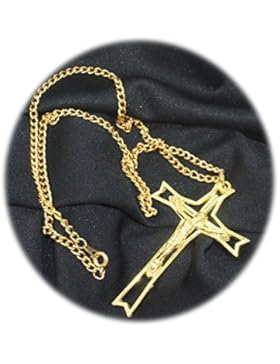 streitstones vergoldete Kette mit Jesuskreuz groß Lagerabverkauf