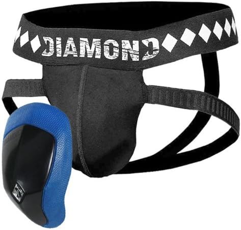 Diamond MMA 4-Strap Jock Strap With Built-In Athletic Cup System For Sports, Large, Black