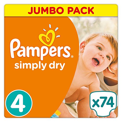 Preisvergleich Produktbild Pampers Simply Dry Windeln, Jumbopack, Größe 4 (Maxi), 7-18 kg, 2er Pack (2 x 74 Windeln)