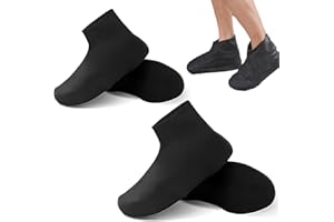 QOWIJEX 2 Paia Copriscarpe Impermeabili, Riutilizzabile Copri Scarpe per Pioggia, Copriscarpe Pioggia Gomma, Copri Scarpe Pioggia per Pioggia e Neve, Combinazione di due misure（L, M）