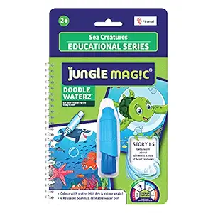 Jungle Magic Doodle Waterz - Reusable I Water Colouring Book - Sea Creatures I Self-Drying with Easy to Hold Water Pen I Educational Toy for Kids