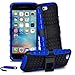 Price comparison product image iPhone SE 5 5S Heavy Duty Shock Proof Dual Case Full Protection Cover with Back Stand & Screen Protector & Stylus (Blue)