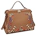 Produktbild Dasein Gestickte Tasche Blumen Stickerei Tasche Designer Blütendruck Umhängetasche für Damen groß 2-Blumen- / Tan