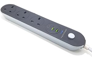 Power Extension Cord, 5 meter Power Strip has 2USB 1PD Type C & 3UK Power Socket, 13A Heavy Duty Extension Lead Surge Protection Extension Socket with safety shutter for Home, Office (5M-3PW-2USB-1PD)