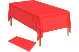 ELECLAND Red Plastic Table Cover 137 x 274 cm Red Plastic Tablecloth Rectangle Red Table Cover for Indoor or Outdoor Baby Shower, Wedding, Birthday Party Decorations