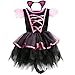Produktbild YiZYiF Kinder Mädchen Katze Kostüm Cosplay Halloween Kostüm Karneval Fasching Partykleid Verkleidung mit Orhen (122-128, Schwarz + Rosa)