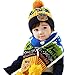 iikids®Baby Boys/Girls Winter Beanie Cap Childrens Warm Wool Knitting Hem Lined Fur Pom Pom Hat+ Scarf+ Mittens 3 in 1 Set for Kids 8-12M/1-2T/2-4T/4-8T