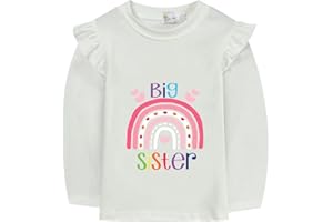 DHASIUE Big Sister Shirt Ruffle Long Sleeve Top T-Shirt Big Sister ERA Outfits Clothes 1-7 Years