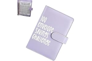 HSEECR 100 Envelopes Saving Challenge Binder - Money Saving Wallet with Cash Envelopes, Fun Budget Challenges for Money, Easy Budget Binder Organizer for Couples,Offices, Home, School (Purple)
