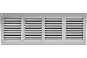EUROPLAST 400x150mm Griglia di Ventilazione con Zanzariera - Griglie D'Aerazione in Metallo - Acciaio, Grigia