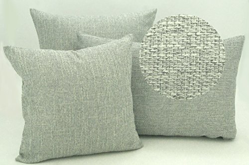 edle Kissenhülle meliert mit Struktur in hochwertiger Bouclé Leinen-Optik mit Reißverschluß - in hellgrau 40x60 cm - Kissen Typ314
