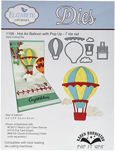 Elizabeth Craft Designs Pop It Up Metall stirbt von Karen Burniston Heißluftballon, 2. 3 Zoll x/4 Zoll, Acryl, mehrfarbig