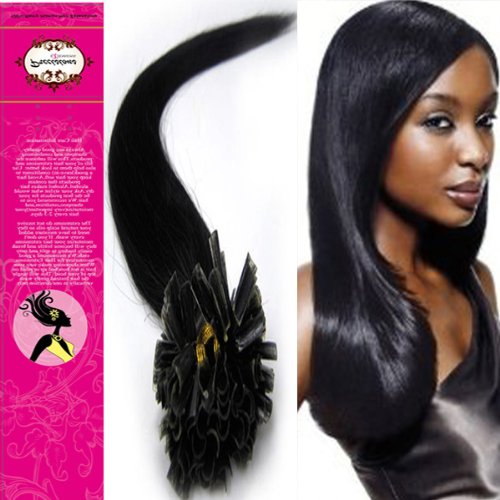 Straight 18'' 20'' 22'' Pre Bonded Tipped Hair Nail Tip U-tip 100% of Real Remy Human Hair Extensions 100S 17 Colors Beauty Popular Style (20inch 50g for 100s one pake, 01-dark black)