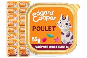 Edgard & Cooper Pâtée Pour Chat Adulte Stérilisé, Poulet 16 x 85g, Nourriture humide Sans Céréales Ingrédients naturels, Riche en protéines, Sans sucres ajoutés
