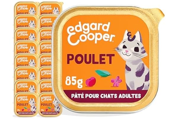 Edgard & Cooper Pâtée Pour Chat Adulte Stérilisé, Poulet 16 x 85g, Nourriture humide Sans Céréales Ingrédients naturels, Riche en protéines, Sans sucres ajoutés