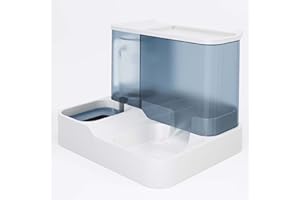 TITA-DONG Automatic Cat Feeder and Water Dispenser Set, 2 in 1 Large Capacity Transparent Window Automatic Pet Feeder for Cat (Blue)