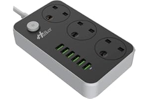 Hulker Power Strips with USB ports 3 Way Outlets 6 USB Ports Power Socket with 2M Bold Extension Cord Smart USB Charger UK Socket