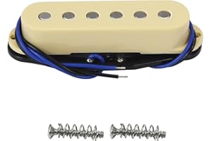 FLEOR Alnico 5 ST Single Coil Pickup Guitar Middle Pickup Flat Pole for ST SQ Electric Guitar, Cream