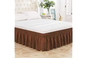 UYEOCO Falda De Cama,Elástica Faldón De Volantes (Color : Brown, Size : 137X190+38)