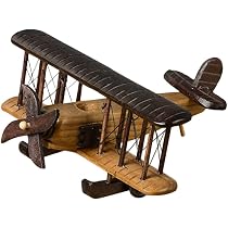 Modèle Avion En Bois Biplan Vintage Tagtight - Déco Bureau Rétro - Collectionneur Ou Cadeau Original