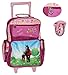 Produktbild hochwertiger Trolley - 5 Fächer - Pony / Pferde in lila - Kinder - Handgepäck - Stoff Trolly Kindertrolley - Gummirollen - wasserabweisend - Mädchen - Eulen Blumen Koffer / Reisekoffer