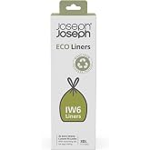 Joseph Joseph IW6 &Ouml;ko Eco &ccedil;&ouml;p torbası, geri d&ouml;n&uuml;şt&uuml;r&uuml;lm&uuml;ş plastik, ipli mutfak atık torbası, ekstra g&uuml;&ccedil;l&uuml;, 20 adet, 30 litre 