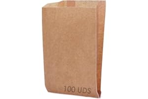 Daymand Store | Bolsas Papel | Bolsas de Papel | Bolsas papel Kraft | 100 uds 17x32cm + 6,5cm fuelle | Bolsas kraft |