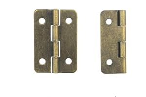 Heuskay 30 bisagras pequeñas, mini bisagra pequeña de latón antiguo, bisagras de caja de madera con tornillo para caja de música y casa de muñecas (bronce, 30 x 20 mm)