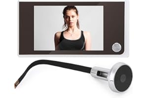 DIYEENI Visionneuse numérique de porte, visionneuse de judas, écran ACL 3,5 pouces 3,5 pouces de sonnette d'interphone + Grand angle 120 °, suivi en continu 24h / 24, œil de chat en forme de judas électr