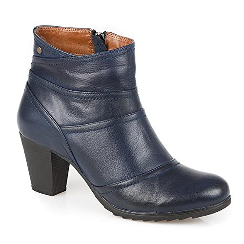 Pavers Leather Ankle Boot with Stitched Panels 303 249 - Navy Size 5