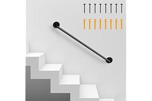 MOOACE Handrails for Stairs, Couleeur Metal Railing,Galvanized Pipe Handrail for Wall Mounted Stairs (0.9M)