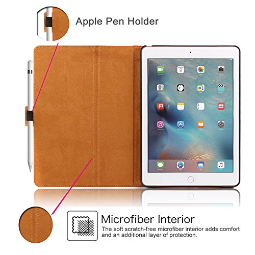 iPad Pro 9,7 Schutzhülle, dingrich Retro Mode neue iPad Pro echtem Leder Slim Smart Standfunktion Case Cover Ultra Slim Schutzhülle Portfolio Fall mit Stifthalter und intelligente Wake & Sleep Funktion für Apple iPad Pro 24,6 cm Fall (2016 Version) + [gratis Displayschutzfolie] + [gratis Stylus] braun - 6