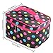 Discoball Lady Women Cosmetic Makeup Toiletry Travel Wash Bag Holder Mirror Case Organizer(Black + Multi-color spot)