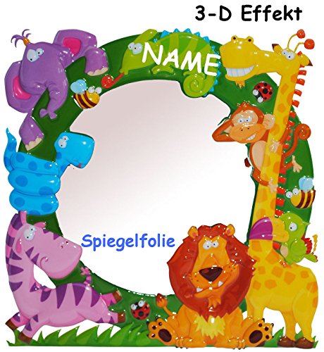 3-D Effekt _ Kinder Spiegel / Wandspiegel mit Spiegelfolie – “ Zootiere – Giraffe / Affe / Löwe “ – selbstklebend & wiederverwendbar – als Wandsticker / Wandtattoo – Pop Up – Kinderzimmer – die Wand – Baby / Babyspiegel – Spiegelaufkleber – Mädchen & Jungen – Kinderzimmerspiegel – Figur / Kinderspiegel – Baby-Spiegel / Fliesenspiegel – Tiere / Giraffen Zoo – Afrika – Wandbild - 3