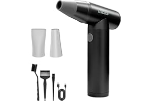 LNICEZ aria compressa elettrico 150000 RPM rimuovi polvere aria compressa【Potente motore senza spazzole e senza nucleo】【Elegante tutto in metallo】air duster un'alternativa all' aria compressa spray (Nero)