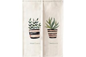 Hiseng Noren Tenda Giapponese della Porta Tappezzeria, Divisorio Stile Curtain Tapestry Cucina Ristorante Negozio Camera Doorway Corridoio Decorazione (Piante in vaso,65x90cm)