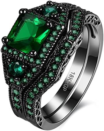 Black Brass White Diamond Prong Set Diamond Princess Cut Diamond Engagement Rings