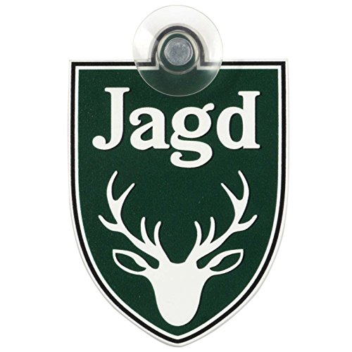 Schild, Autoschild "Jagd" mit Saugnapf, 2mm wetterfestes PVC Material 75 x 100 mm groß, von innen oder außen