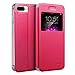 Price comparison product image doupi Deluxe FlipCover for iPhone 8 / 7 Plus ( 5.5" ) [ Wireless charging Supported ] with viewing window Magnet FlipCase BookStyle Screen Protector Stand Protective Case, red pink