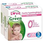 Love & Green - Couches Bébé Hypoallergéniques 0% -  Taille 5 (11-25 kg) - Lot de 2 x 26 couches (52 couches)